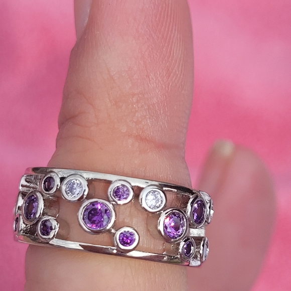 Purple and Light Purple Circle Fashion Gemstone Band - Picture 3 of 3